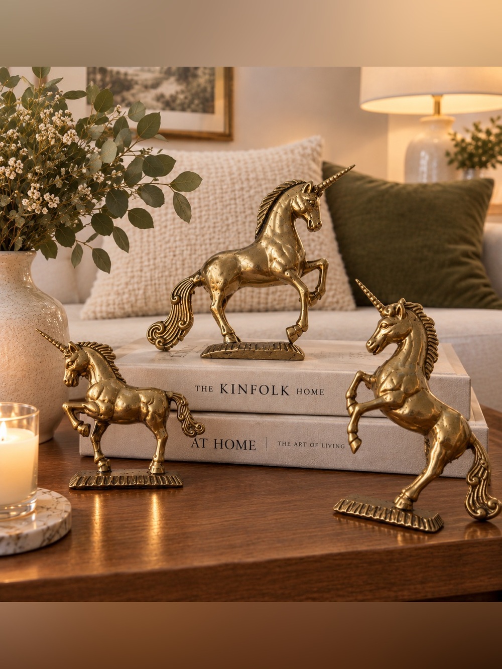 Brass Unicorn Decor - set of 3